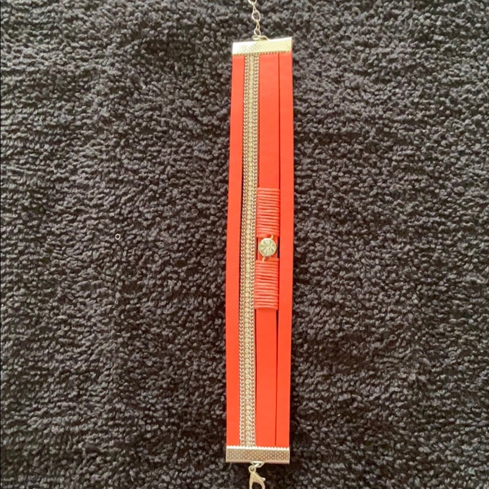Pink leather bracelet